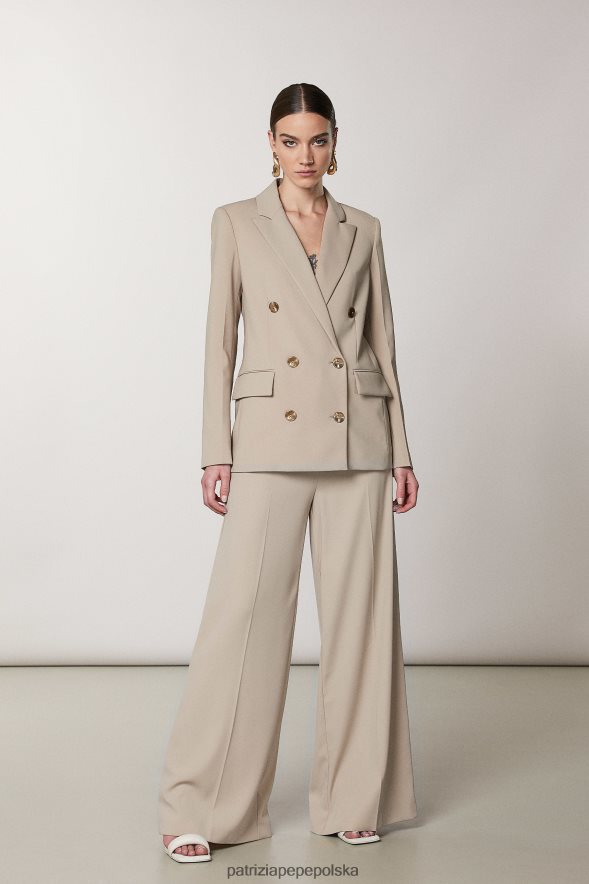 strój Patrizia Pepe marzycielski beż kobiety niezbędna marynarka dwurzędowa 866488488