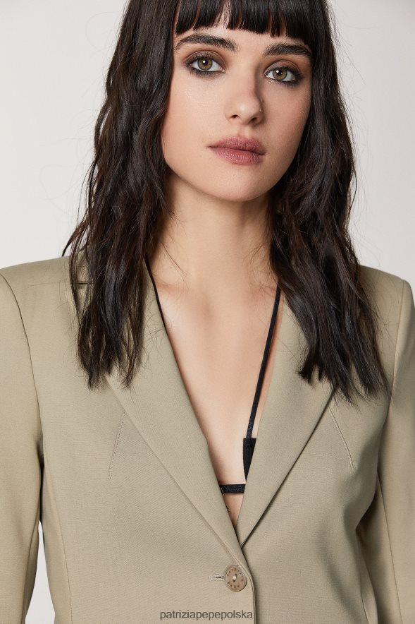 strój Patrizia Pepe szałwia zielona kobiety Wąska marynarka zapinana na 2 guziki 866488461