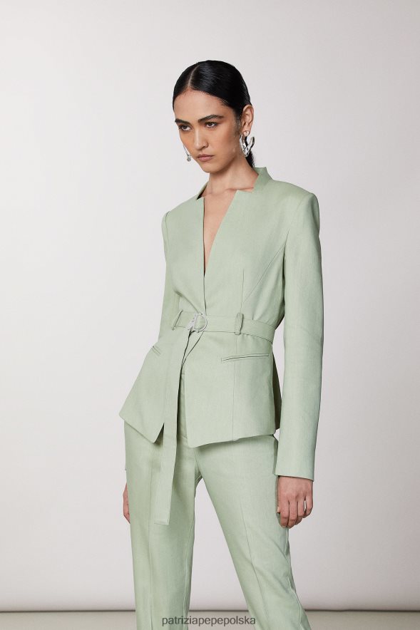 strój Patrizia Pepe świeża szałwia kobiety kurtka z paskiem 866488377