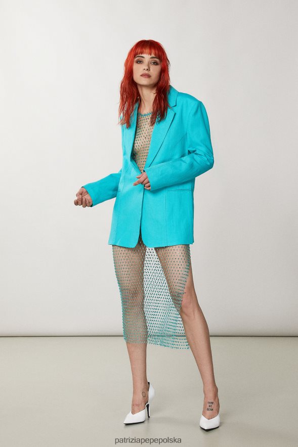 strój Patrizia Pepe wodno-zielona kobiety marynarka chłopaka 866488208