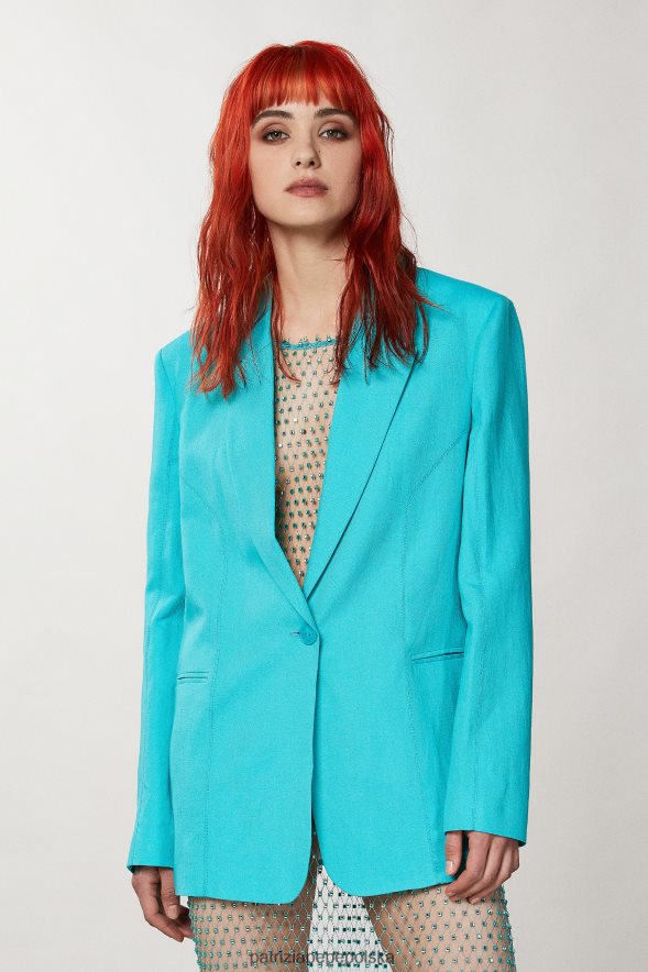 strój Patrizia Pepe wodno-zielona kobiety marynarka chłopaka 866488208