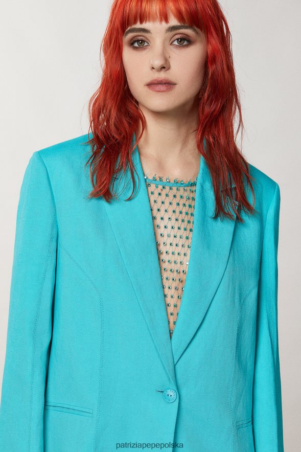 strój Patrizia Pepe wodno-zielona kobiety marynarka chłopaka 866488208