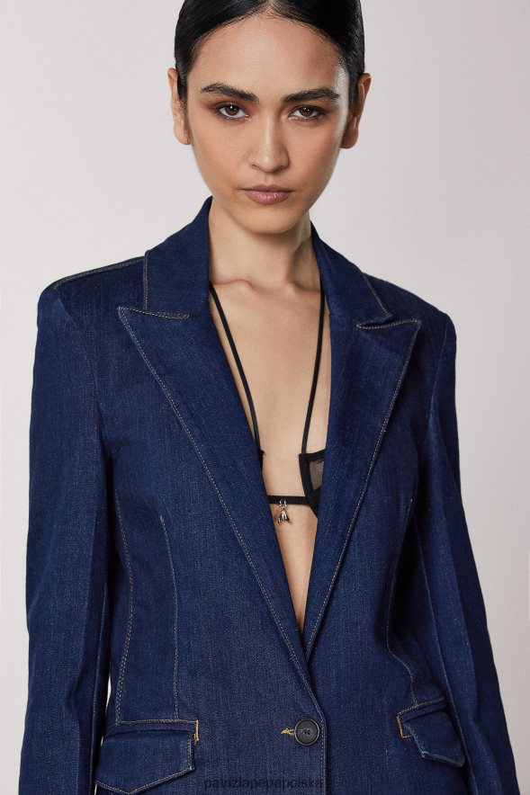 strój Patrizia Pepe wypłukać niebieski dżins kobiety niezbędna kurtka dżinsowa 866488395