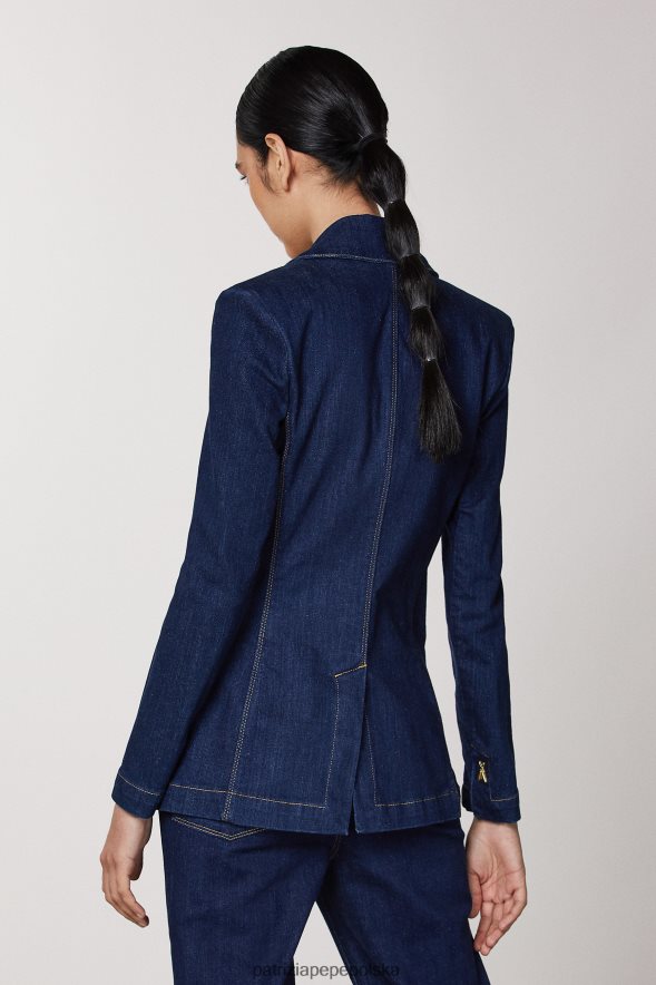 strój Patrizia Pepe wypłukać niebieski dżins kobiety niezbędna kurtka dżinsowa 866488395