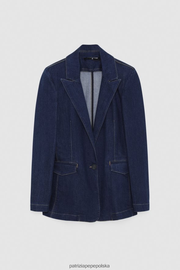 strój Patrizia Pepe wypłukać niebieski dżins kobiety niezbędna kurtka dżinsowa 866488395