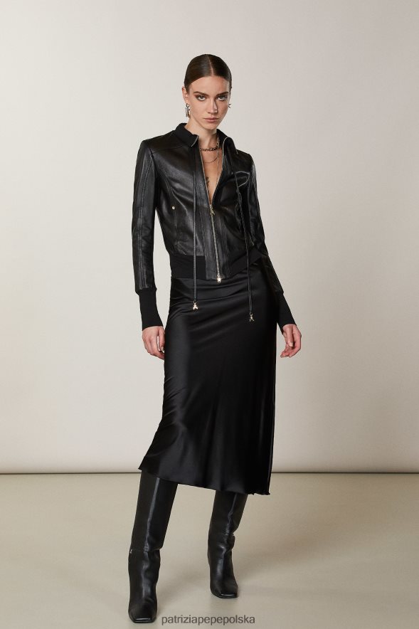 strój Patrizia Pepe Nero kobiety Kurtka z jagnięcej skóry nappa 866488571