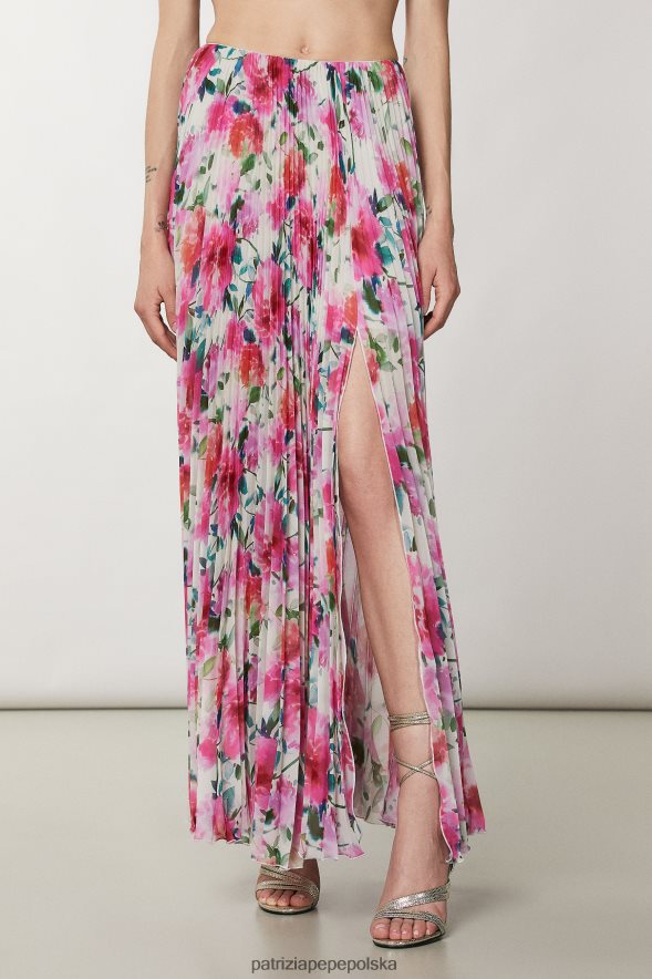 strój Patrizia Pepe kwiat ceremonii kobiety długa plisowana spódnica z wysokim stanem 866488268