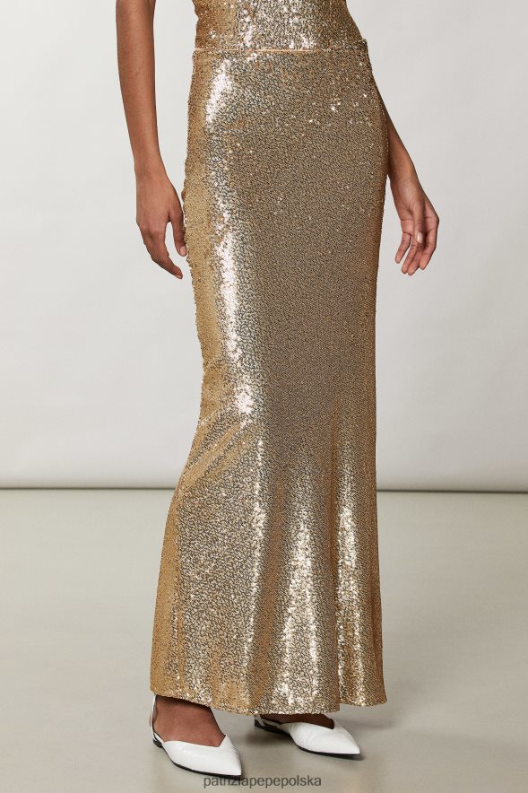 strój Patrizia Pepe matowe i błyszczące złoto kobiety długa cekinowa spódnica 866488365