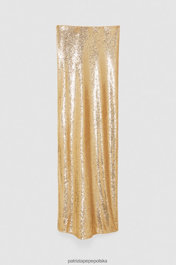 strój Patrizia Pepe matowe i błyszczące złoto kobiety długa cekinowa spódnica 866488365