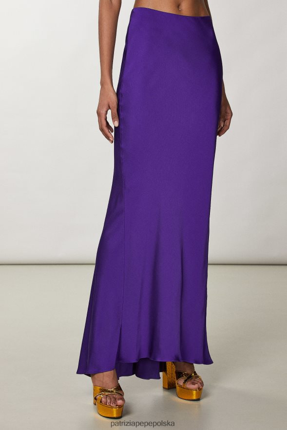 strój Patrizia Pepe seksowny fiolet kobiety długa drapowana spódnica 866488344
