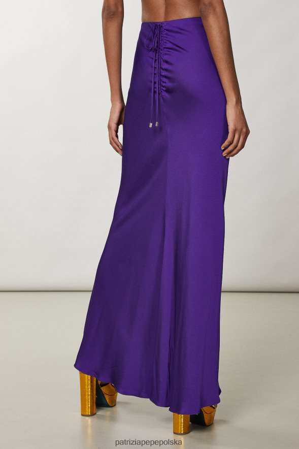 strój Patrizia Pepe seksowny fiolet kobiety długa drapowana spódnica 866488344