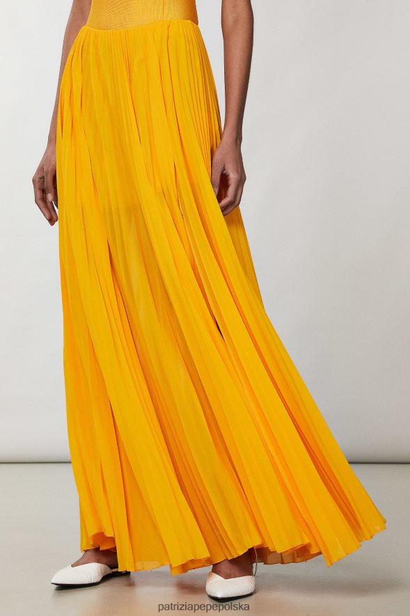 strój Patrizia Pepe soczysta pomarańcza kobiety długa plisowana spódnica 866488317