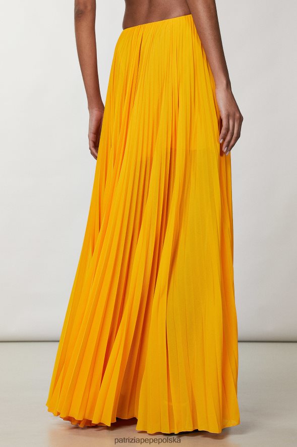 strój Patrizia Pepe soczysta pomarańcza kobiety długa plisowana spódnica 866488317