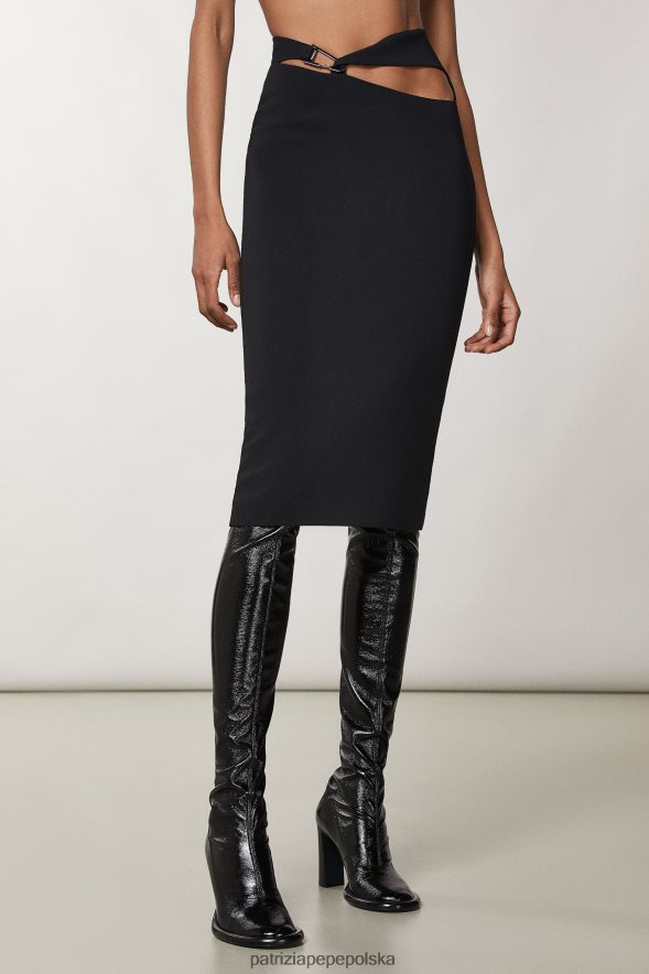 strój Patrizia Pepe Nero kobiety Spódnica ołówkowa z krepy, zapinana na zamek 86648816