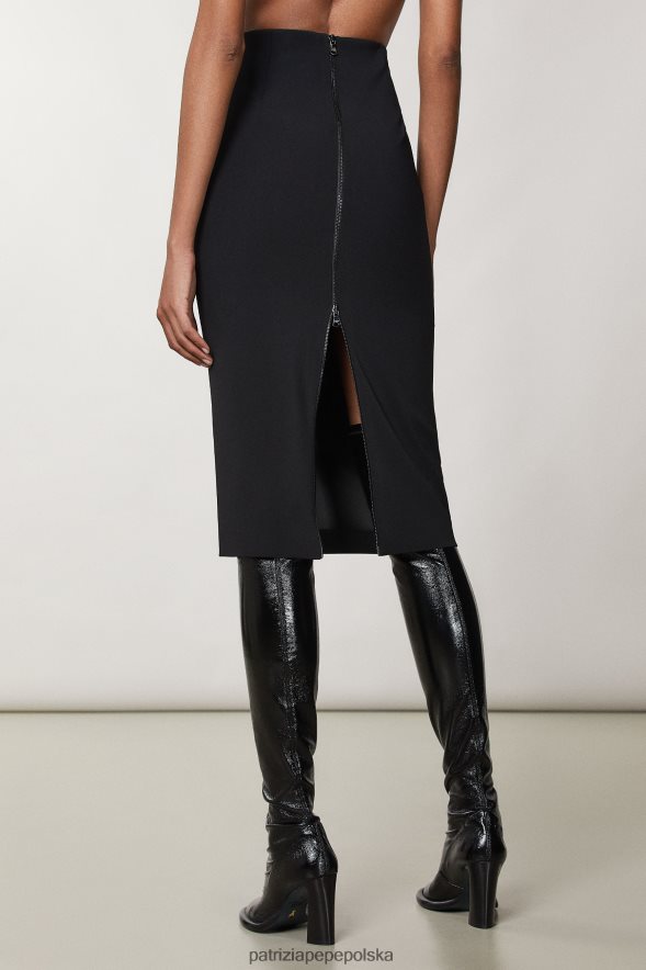 strój Patrizia Pepe Nero kobiety Spódnica ołówkowa z krepy, zapinana na zamek 86648816