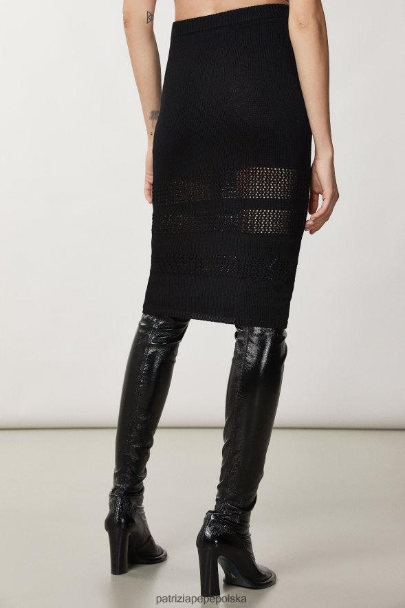 strój Patrizia Pepe Nero kobiety spódnica z wiskozowej siateczki 86648823