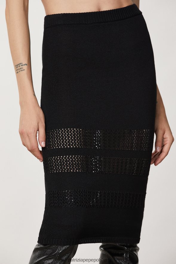strój Patrizia Pepe Nero kobiety spódnica z wiskozowej siateczki 86648823