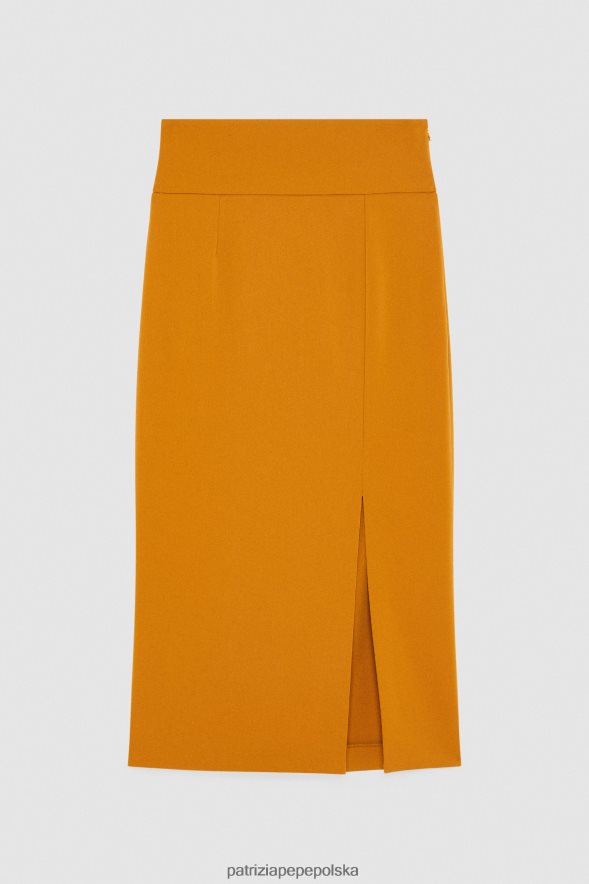 strój Patrizia Pepe pikantny brąz kobiety niezbędna spódnica do łydki z rozcięciami i detalami 866488541