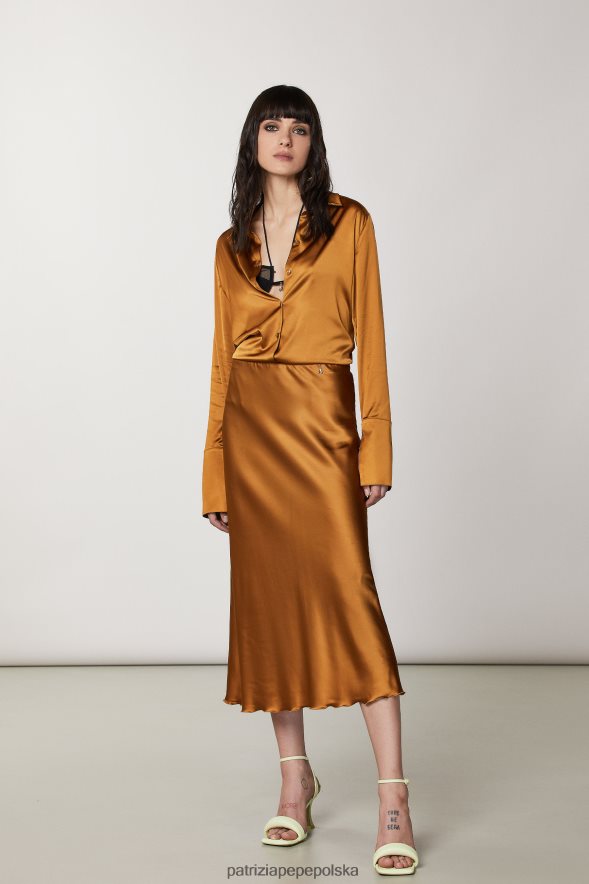 strój Patrizia Pepe pikantny brąz kobiety spódnica midi 866488540