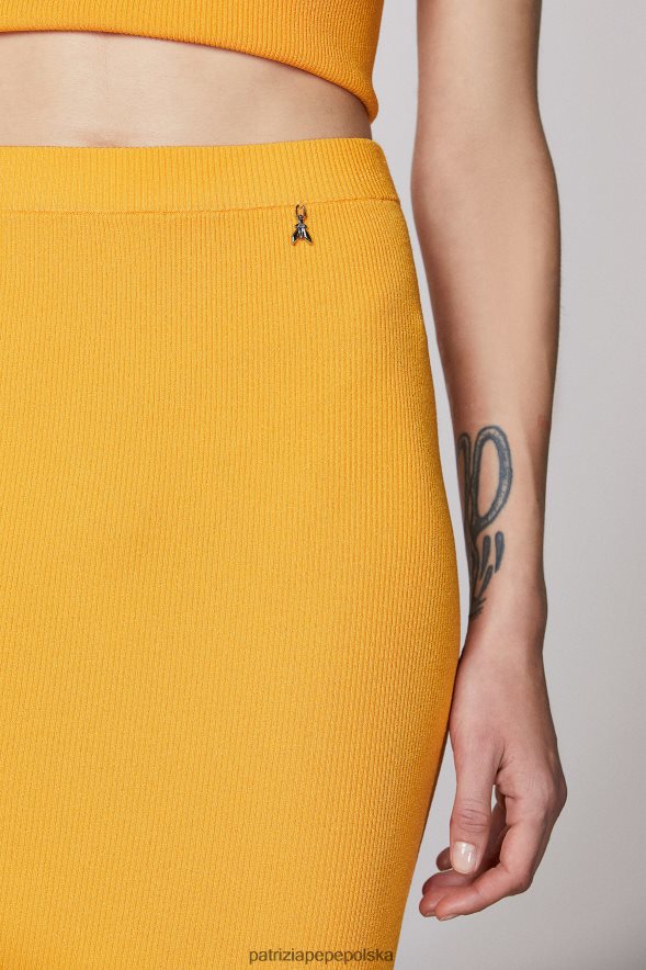 strój Patrizia Pepe soczysta pomarańcza kobiety spódnica z przezroczystymi detalami 866488400