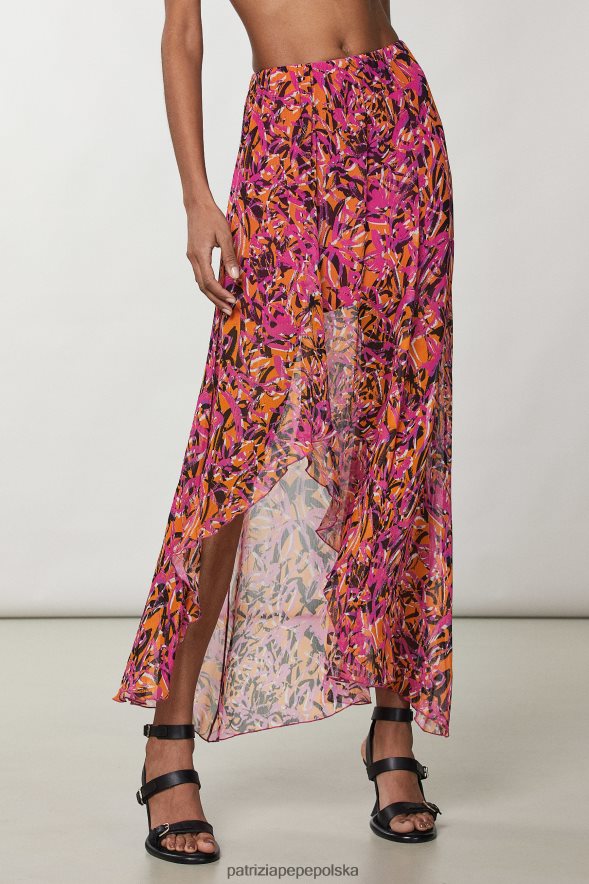 strój Patrizia Pepe streszczenie soczysta pomarańcza kobiety asymetryczna spódnica z nadrukiem 866488601