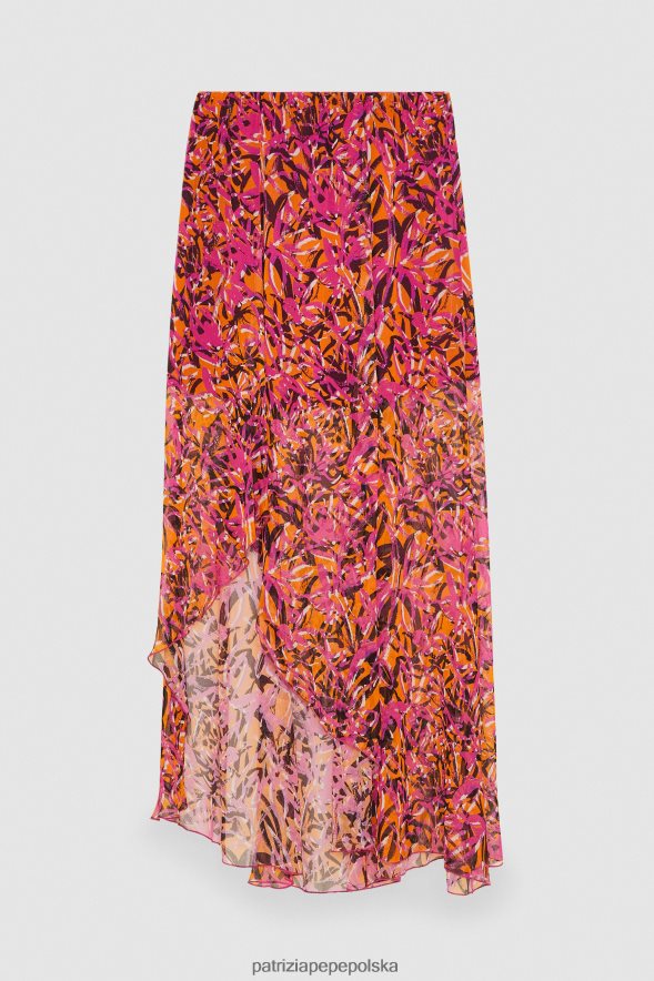 strój Patrizia Pepe streszczenie soczysta pomarańcza kobiety asymetryczna spódnica z nadrukiem 866488601
