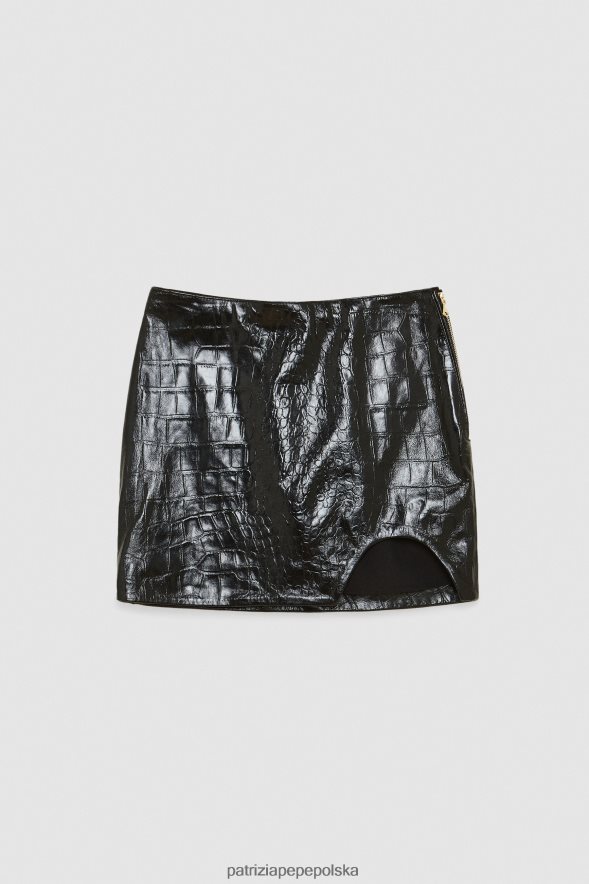 strój Patrizia Pepe Nero kobiety skórzana minispódniczka 866488492