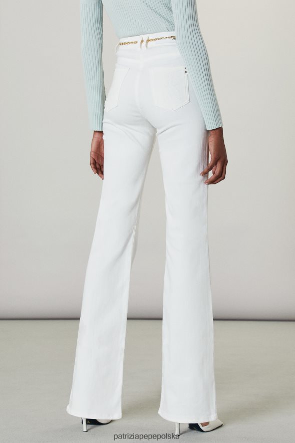 strój Patrizia Pepe Bianco kobiety Jegginsy z haftem muchowym 866488681