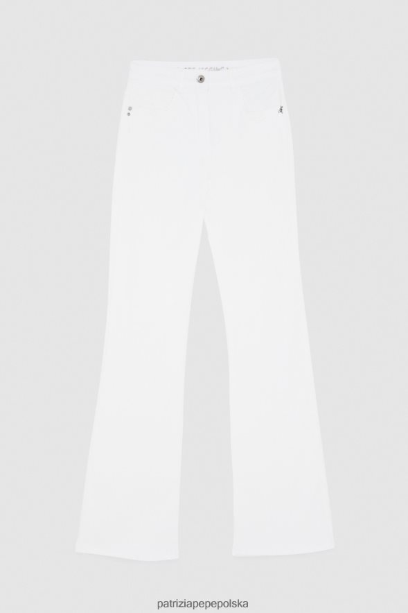 strój Patrizia Pepe Bianco kobiety Jegginsy z haftem muchowym 866488681