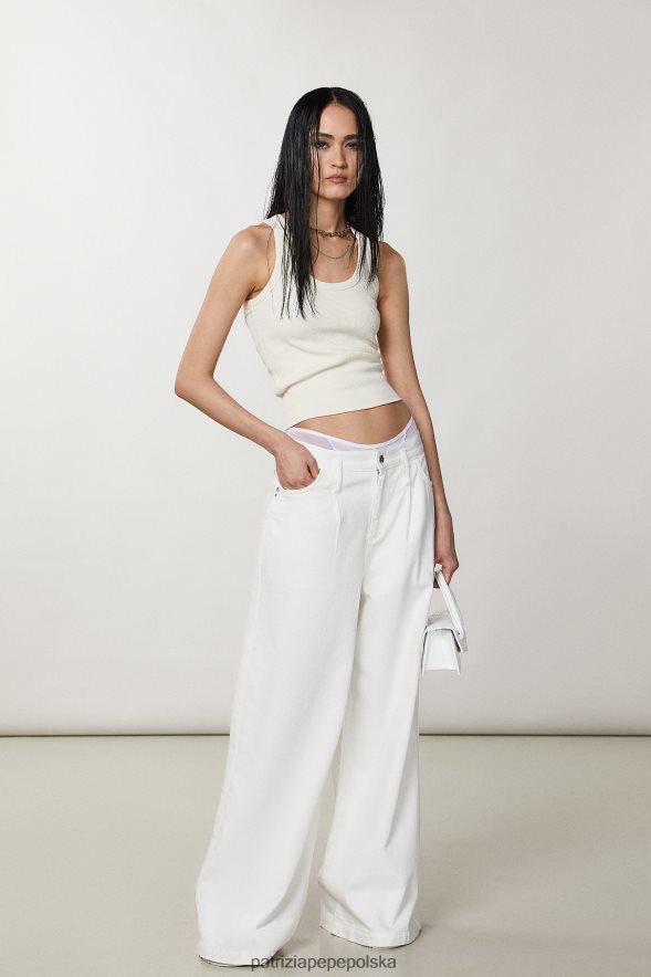 strój Patrizia Pepe Bianco kobiety oversize'owe jeansy 866488371