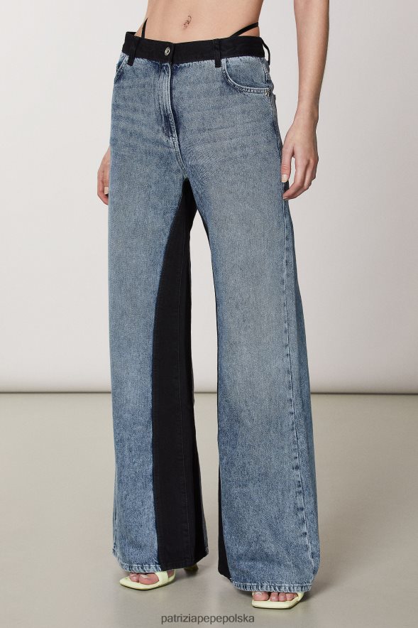 strój Patrizia Pepe Indygo czarne pranie kobiety dwukolorowe, miękkie dżinsy 866488385