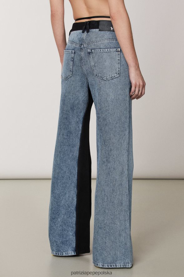 strój Patrizia Pepe Indygo czarne pranie kobiety dwukolorowe, miękkie dżinsy 866488385