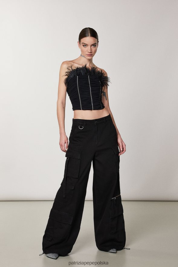 strój Patrizia Pepe Nero kobiety oversize'owe dżinsowe spodnie cargo 86648820