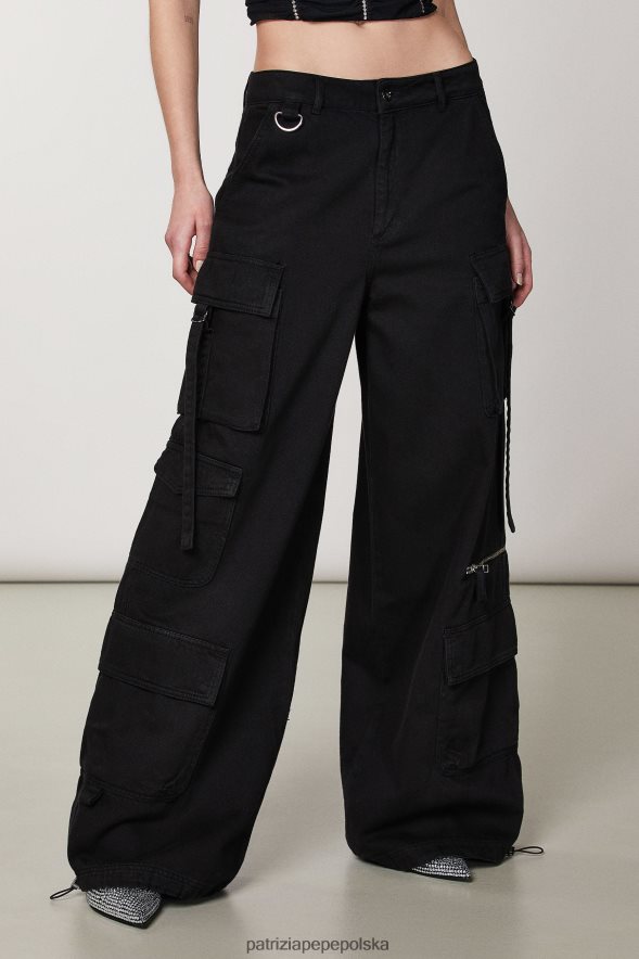 strój Patrizia Pepe Nero kobiety oversize'owe dżinsowe spodnie cargo 86648820