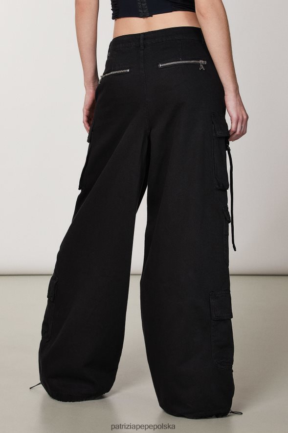 strój Patrizia Pepe Nero kobiety oversize'owe dżinsowe spodnie cargo 86648820