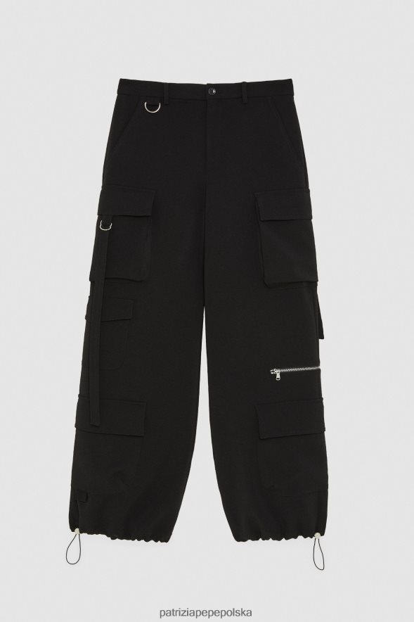 strój Patrizia Pepe Nero kobiety oversize'owe dżinsowe spodnie cargo 86648820