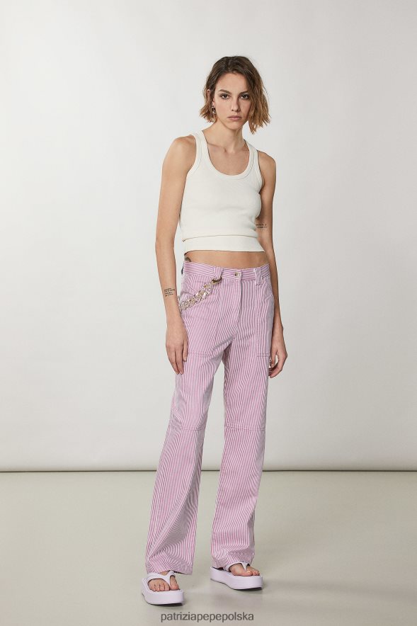 strój Patrizia Pepe fioletowe paski kobiety dżinsowe spodnie w paski 866488606