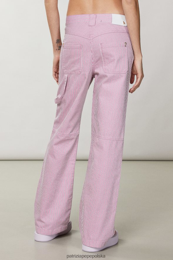 strój Patrizia Pepe fioletowe paski kobiety dżinsowe spodnie w paski 866488606