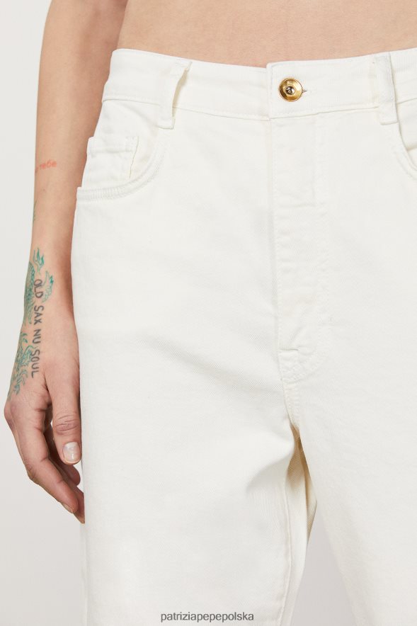 strój Patrizia Pepe gardenia biała kobiety Spodnie z 5 kieszeniami 866488463