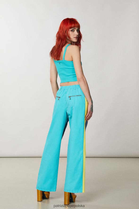 strój Patrizia Pepe hybrydowe pranie dżinsu kobiety spodnie z wielu materiałów 866488605