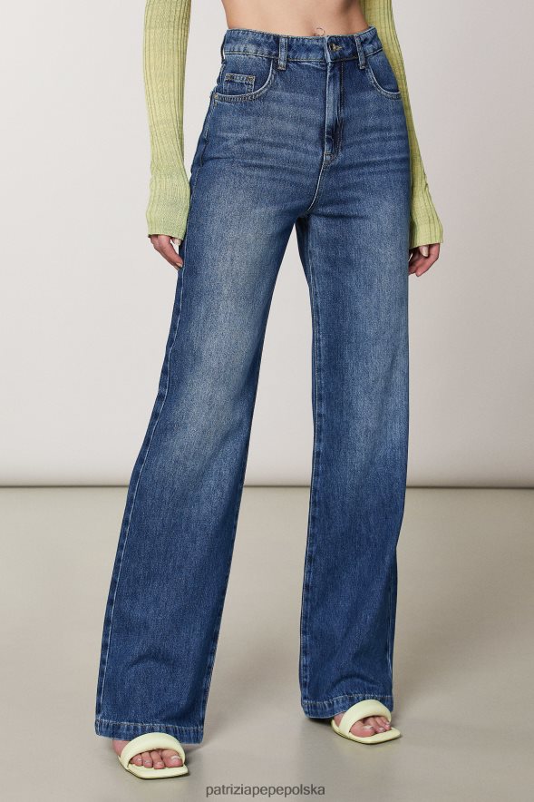 strój Patrizia Pepe średni odcień indygo kobiety Dżinsy z wysokim stanem i szeroką nogawką 866488552
