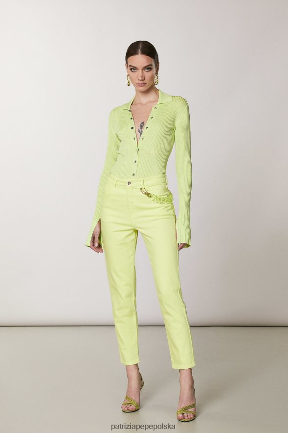 strój Patrizia Pepe słoneczna limonka kobiety spodnie z wysokim stanem 866488697