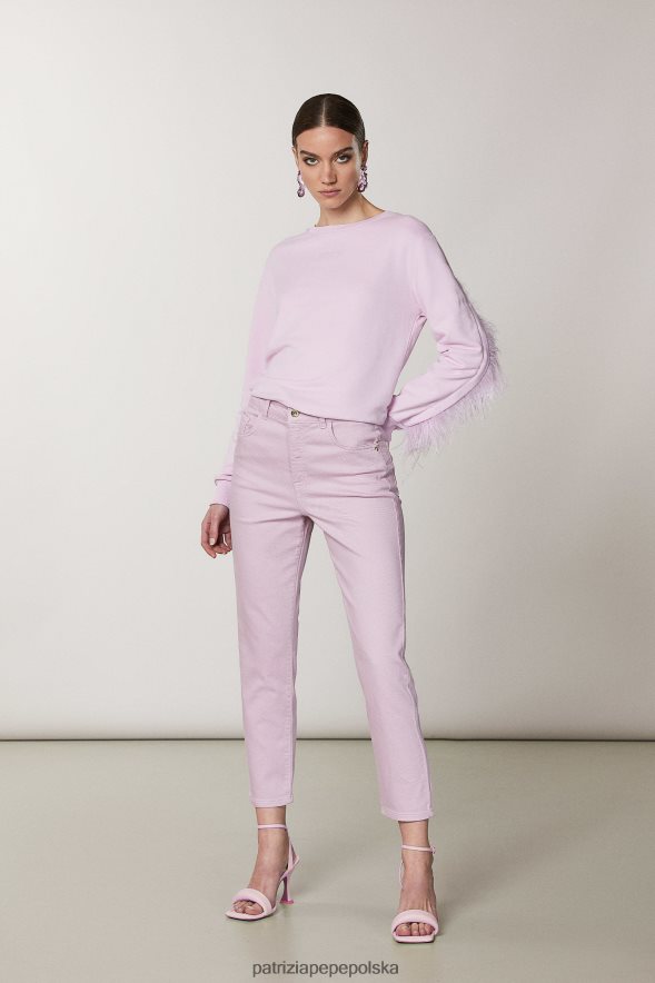 strój Patrizia Pepe świeży liliowy płyn kobiety spodnie z wysokim stanem 866488474