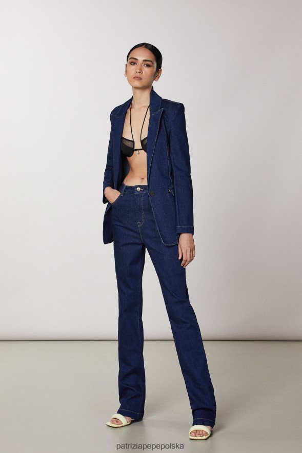 strój Patrizia Pepe wypłukać niebieski dżins kobiety niezbędne, wąskie dżinsy z niskim stanem 866488394