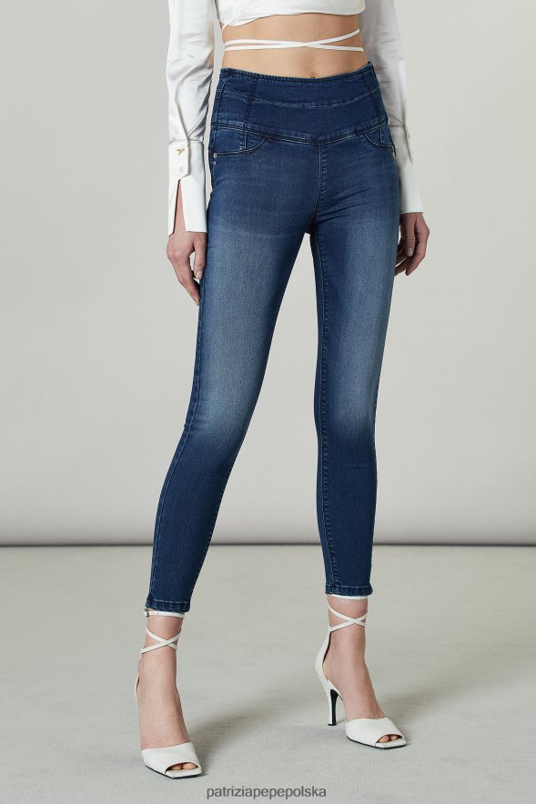 strój Patrizia Pepe wyprany na niebiesko kobiety Obcisłe jeansy typu jegginsy z wysokim stanem 866488671