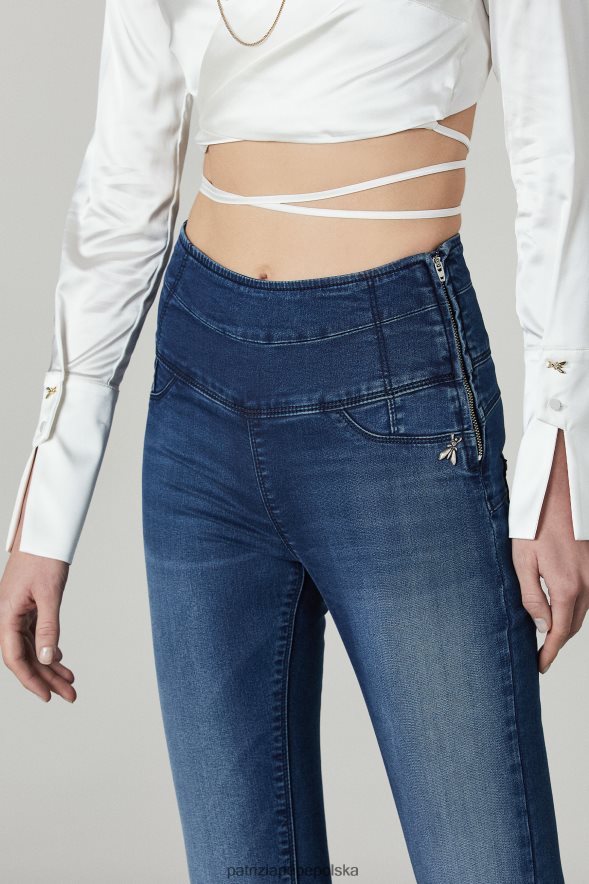 strój Patrizia Pepe wyprany na niebiesko kobiety Obcisłe jeansy typu jegginsy z wysokim stanem 866488671