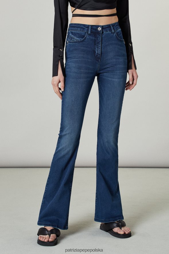 strój Patrizia Pepe wyprany na niebiesko kobiety jeansy, jegginsy, rozszerzane 866488672