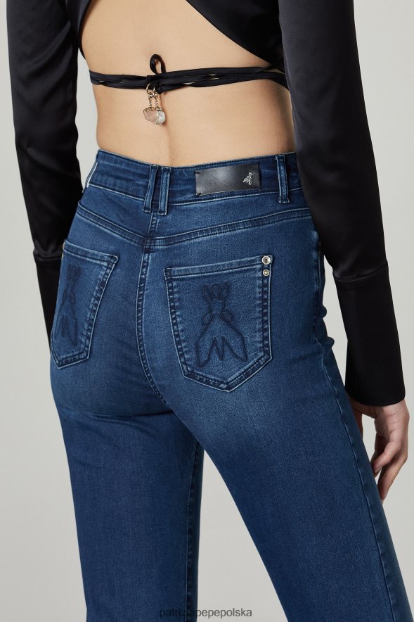 strój Patrizia Pepe wyprany na niebiesko kobiety jeansy, jegginsy, rozszerzane 866488672