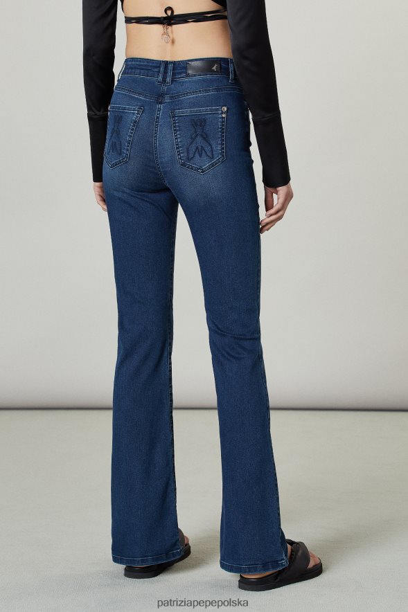 strój Patrizia Pepe wyprany na niebiesko kobiety jeansy, jegginsy, rozszerzane 866488672