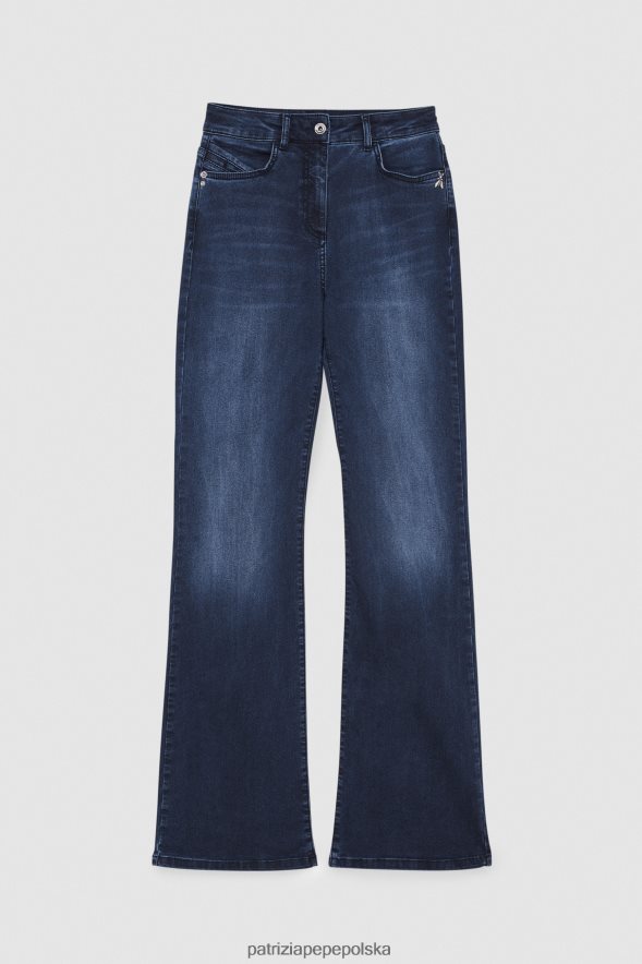 strój Patrizia Pepe wyprany na niebiesko kobiety jeansy, jegginsy, rozszerzane 866488672